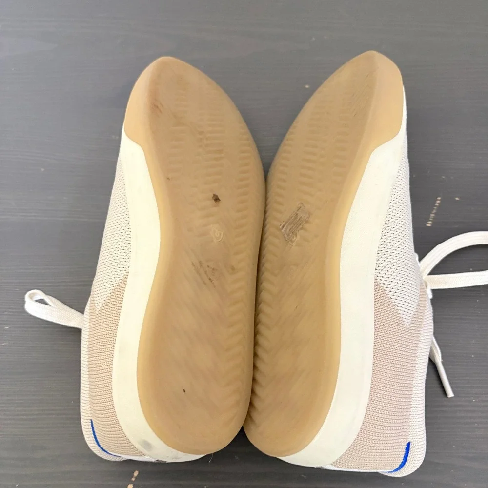 Rothy's Sneakers The Lace Up Size 6 Light Beige Knit Sustainable Biscuit